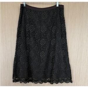 Vtg Y2K Old Navy Floral Lace Midi Skirt Womens Size 12 Brown Forest Fairy